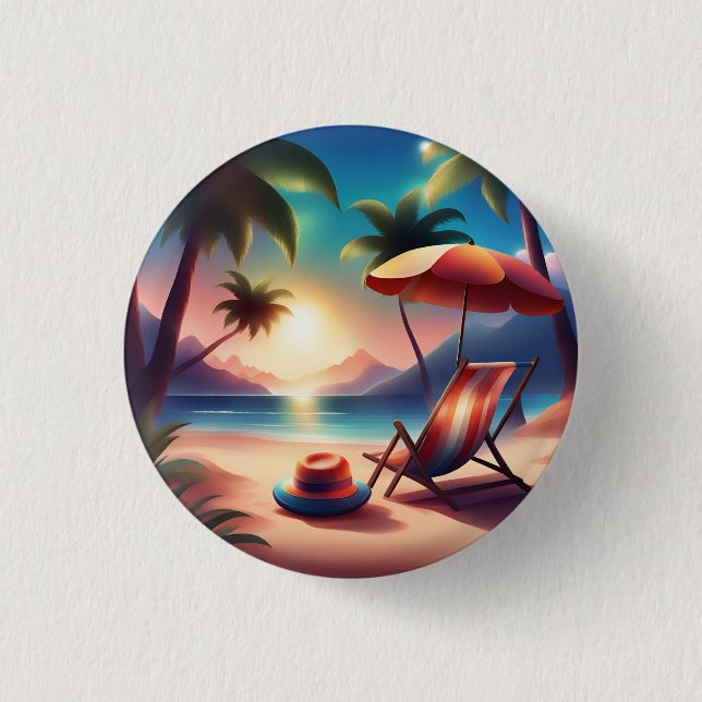 beautiful beach 3 cm round badge (Front)