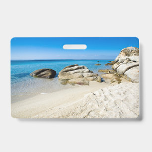 Beautiful beach at the Mediterranean Sea ID Badge