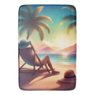 beautiful beach bath mat