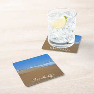 Beautiful Beach-Beach Life by Shirley Taylor Square Paper Coaster
