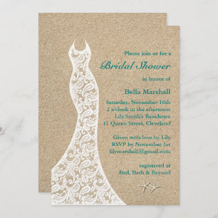 Beautiful Beach Bridal Shower Invitation Turquoise