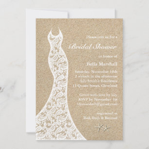 Beautiful Beach Bridal Shower Invitation White