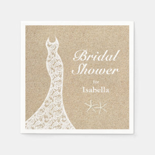 Beautiful Beach Bridal Shower Napkin white