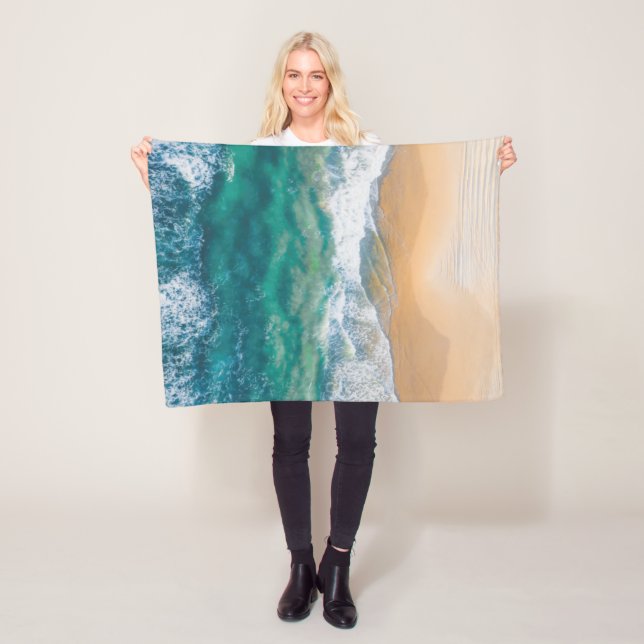  Beautiful beach crystal blue sea Fleece Blanket (In Situ)
