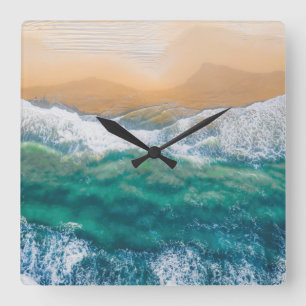  Beautiful beach crystal blue sea Square Wall Clock