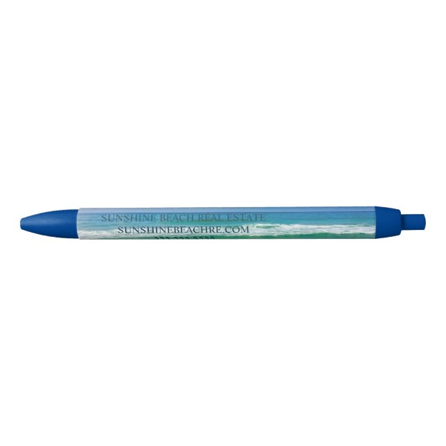 Beautiful Beach Custom Ocean Vacation Business Black Ink Pen (Front)