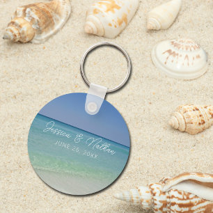Beautiful Beach Horizon Custom Wedding Favour Key Ring