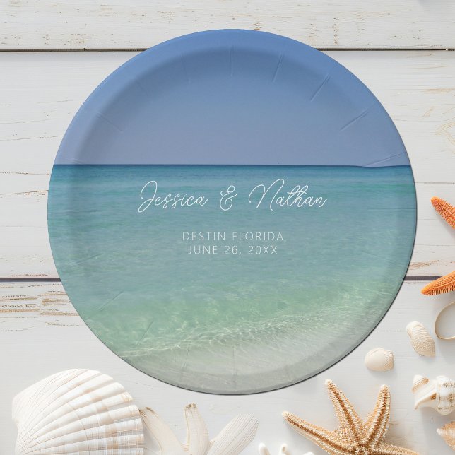  Beautiful Beach Horizon Personalised Wedding Paper Plate (Creator Uploaded)