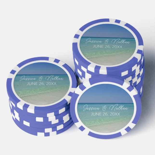  Beautiful Beach Horizon Personalised Wedding Poker Chips (Stack)