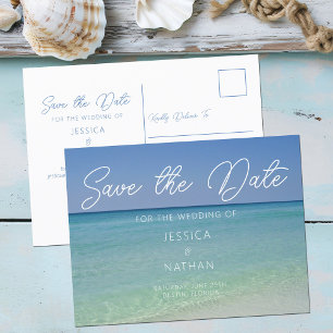 Beautiful Beach Horizon Photography Save the Date Announcement Postcard