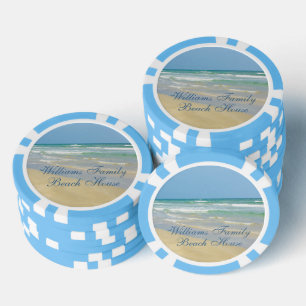 Beautiful Beach House Custom Coastal Party Poker Chips