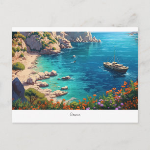 Beautiful beach in Greece  Postcard