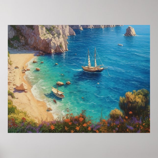 Beautiful beach in Greece  Poster (Front)