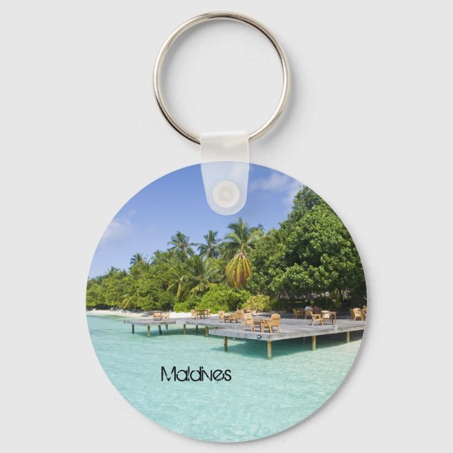Beautiful beach in maldives key ring (Front)