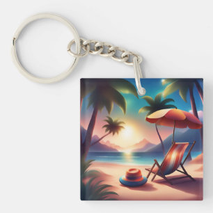 beautiful beach key ring