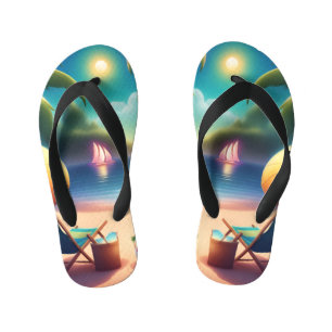 beautiful beach kid's flip flops