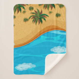 Beautiful Beach Landscape Sherpa Blanket