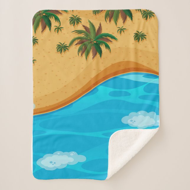 Beautiful Beach Landscape Sherpa Blanket (Front)