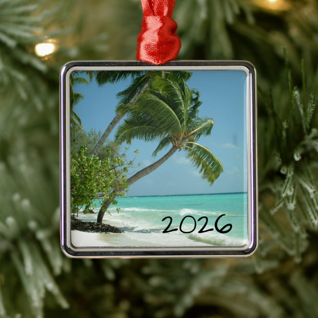 Beautiful Beach, Maldives Metal Tree Decoration (Tree)