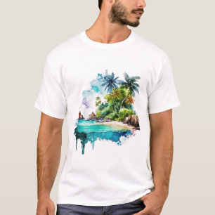 Beautiful Beach Ocean Waves Sand Sea Shells T-Shirt