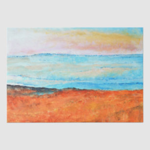 Beautiful Beach Painting Abstract Orange Blue Wrap Tissue Paper