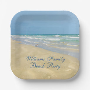 Beautiful Beach Party Custom Ocean Photography Paper Plate