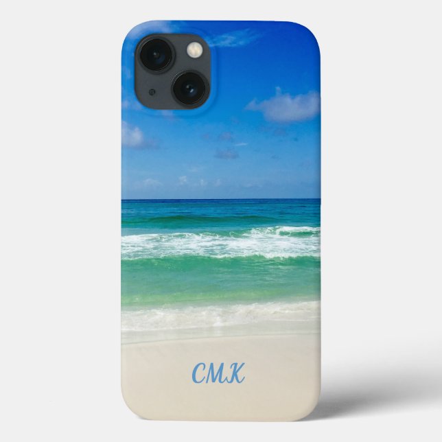 Beautiful Beach Photo Monogram Ocean Waves Seaside Case-Mate iPhone Case (Back)