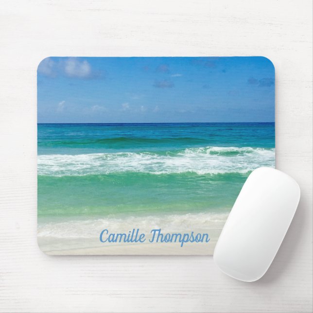Beautiful Beach Photo Ocean Waves Personalised Mouse Mat (With Mouse)