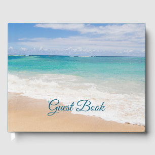 Beautiful Beach Photo with Ocean Waves Guest Book
