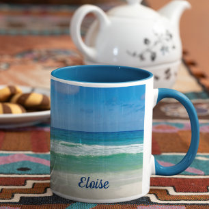 Beautiful Beach Photography Blue Ocean Custom Mug
