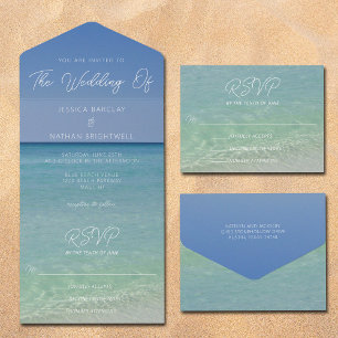 Beautiful Beach Photography Coastal Wedding All In One Invitation