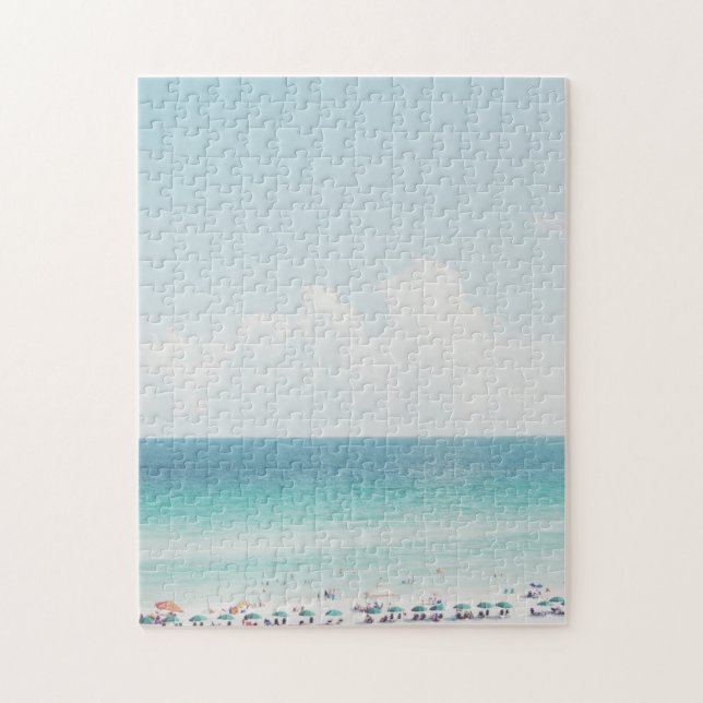 Beautiful Beach Photography Cool Blue Ocean Skies Jigsaw Puzzle (Vertical)