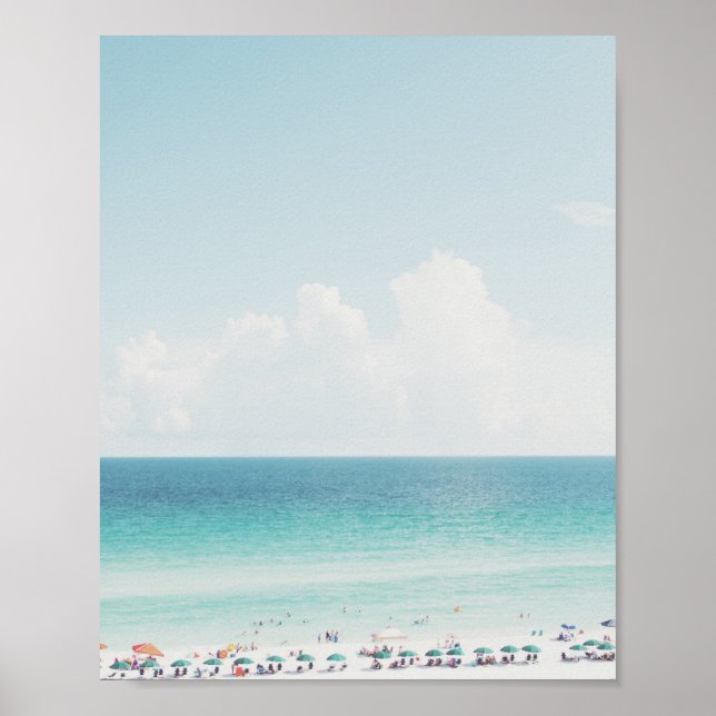 Beautiful Beach Photography Cool Blue Ocean Skies Poster (Front)