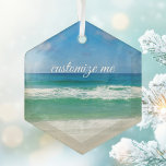 Beautiful Beach Photography Custom Seaside Home Glass Tree Decoration<br><div class="desc">A beautiful beach photograph taken in the ideal vacation destination of Destin,  Florida. The gorgeous green waters of Sandestin wash up to the sandy seashore underneath serene blue skies to make the perfect scenic vacation photo.</div>