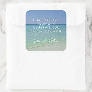 Beautiful Beach Photography Custom Wedding Favour Square Sticker