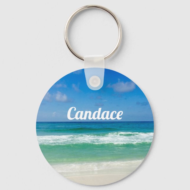 Beautiful Beach Photography Cute Seaside Monogram Key Ring (Front)