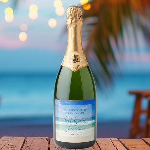 Beautiful Beach Photography Ocean Waves Wedding Sparkling Wine Label