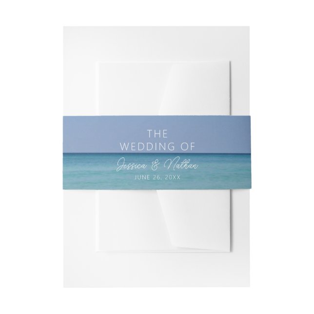  Beautiful Beach Photography Personalised Wedding Invitation Belly Band (Front Example)