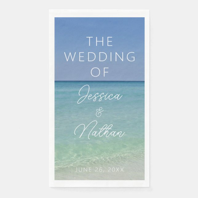  Beautiful Beach Photography Personalized Wedding Napkin (Front)