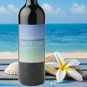Beautiful Beach Photography Wedding Custom Cheers Wine Label