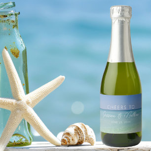 Beautiful Beach Photography Wedding Custom Mini Sparkling Wine Label