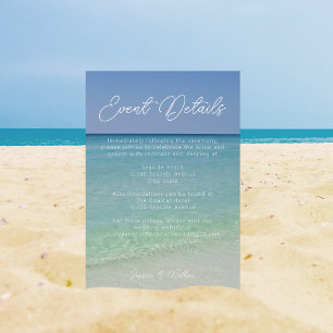 Beautiful Beach Photography Wedding Event Details Enclosure Card