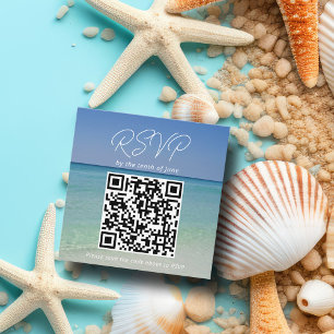Beautiful Beach Photography Wedding QR Code RSVP Enclosure Card