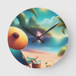 beautiful beach round clock