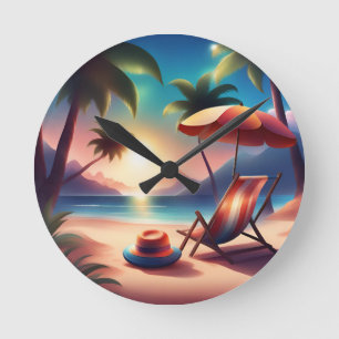 beautiful beach round clock