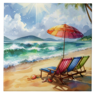 Beautiful Beach Scene  Tile