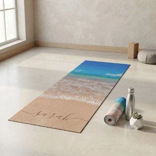 Beautiful Beach Sea Custom Name Yoga Mat