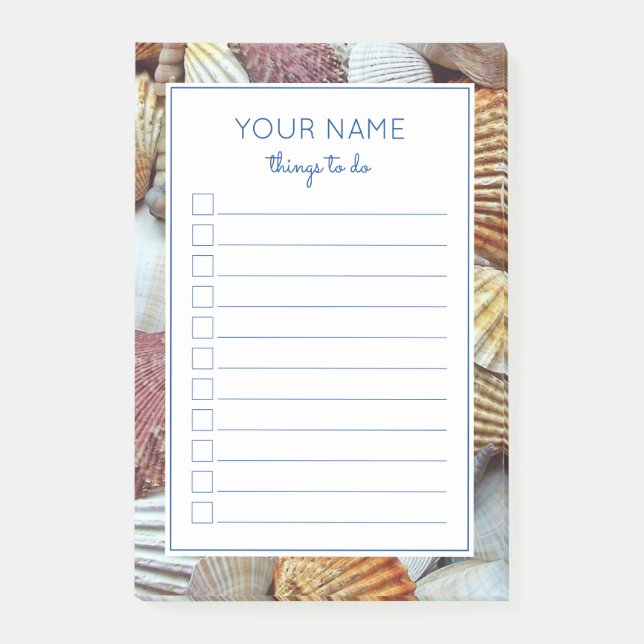 BEAUTIFUL BEACH SEASHELLS TO DO LIST POST-IT NOTES (Front)