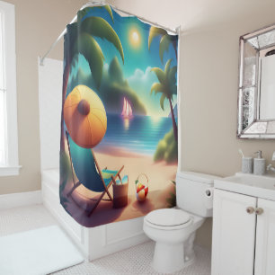 beautiful beach shower curtain