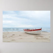 Beautiful Beach Small Boat Blue Ocean Blue Sky